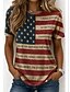 billiga Självständighetsdagen Topp-Amerikanska självständighetsdagen Dam T-shirt Mönster Grafisk Amerikanska flaggan Vintage Mode Ledigt Kortärmad Rund hals Vanliga toppar Ledigt Dagligen Helgen Rödbrun Vit Rubinrött Sommar Vår