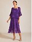 billiga Enkla kjolar-Dam Chiffongkjol Elegant Midi Mellanhög midja Kjolar Multi lager Oelastisk Bröllopsgäst Royal Purple Sommar