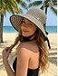 economico Cappelli da donna-Cappello da sole pieghevole a righe da donna, cappello da spiaggia in poliestere a tesa larga per donna, cappello estivo da viaggio ripiegabile, elegante cappello con protezione UV