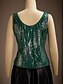 voordelige Blousepakken voor dames-Dames Blouse Geklede topjes Avondtops Pailletten Veer Elegant 3/4 mouw Mandarijn Kraag Normale tops Avond Feest Feestavondkleding Smaragdgroen Lente Herfst Winter