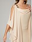 voordelige Enkel Lengte-Strak kolom Tot de grond Feestjurk Cocktail jurk Bruiloft gast jurk Moeder van de bruid jurk Halve mouw Met sieraad Elegant Grote maten Bruiloft gast Chiffon met Kralen Gelaagde ruches