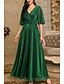 preiswerte Bodenlänge-A-Linie Knöchellanges Hochzeitsgastkleid Formelle Kleider Abendkleid Mutter der Braut Kleid Halblange Ärmel V-Ausschnitt Plus Size Funkeln  Strahlen mit einfarbig