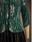 voordelige Blousepakken voor dames-Dames Blouse Geklede topjes Avondtops Pailletten Veer Elegant 3/4 mouw Mandarijn Kraag Normale tops Avond Feest Feestavondkleding Smaragdgroen Lente Herfst Winter