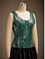 voordelige Blousepakken voor dames-Dames Blouse Geklede topjes Avondtops Pailletten Veer Elegant 3/4 mouw Mandarijn Kraag Normale tops Avond Feest Feestavondkleding Smaragdgroen Lente Herfst Winter