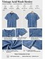 billige Plain t-skjorte-softfade™ dameskjorte i 100 % bomull, henley, vintage, mote, stilig, kortermet, lange topper, avslappet, strand, blå, rosa, grå, sommer, vår