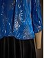 voordelige Blousepakken voor dames-Dames Blouse Geklede topjes Avondtops Pailletten Veer Elegant 3/4 mouw Mandarijn Kraag Normale tops Avond Feest Formele kleding Cocktail kledij Marine Blauw Lente Herfst Winter
