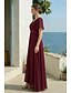 economico Matrimonio Informale / Di Giorno-Abito da invitata a matrimonio A-Line arricciato abito da spiaggia elegante formale cravatta nera per damigelle lungo fino al pavimento maniche corte collo a V chiffon schiena a V con volant abito da