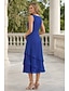 economico Set di abiti per la mamma-Due Pezzi Tubino Colonna Lunghezza Tè Abito da invitata a nozze Abito da cerimonia per signora Manica 3/4 Girocollo Collo gioiello Elegante Ospite di nozze Chiffon Con Stola con Arricciatura