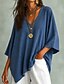 economico Bluse Semplici-camicia boho da donna, camicia casual effetto denim, tinta unita, stile bohémien, vacanza, tutti i giorni, maniche corte, scollo a V, crop top, casual, tutti i giorni, vacanza, blu, nero, azzurro,