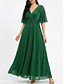 preiswerte Bodenlänge-A-Linie Knöchellanges Hochzeitsgastkleid Formelle Kleider Abendkleid Mutter der Braut Kleid Halblange Ärmel V-Ausschnitt Plus Size Funkeln  Strahlen mit einfarbig