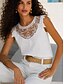billige Lace Toppe-Dame Tanktop Blonder Patchwork Vanlig Elegant Mode Stilfuld Uden ærmer Rund hals Almindelige toppe Afslappet Daglig Strand Hvid Sommer Forår