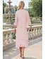economico Set di abiti per la mamma-Due Pezzi Tubino Colonna Lunghezza Tè Abito da invitata a nozze Abito da cerimonia per signora Manica 3/4 Girocollo Collo gioiello Elegante Ospite di nozze Chiffon Con Stola con Arricciatura