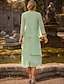 economico Set di abiti per la mamma-Due Pezzi Tubino Colonna Lunghezza Tè Abito da invitata a nozze Abito da cerimonia per signora Manica 3/4 Girocollo Collo gioiello Elegante Ospite di nozze Chiffon Con Stola con Arricciatura