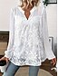cheap Lace Tops-Women's Boho Shirt Lace Shirt Lace Ombre Floral Graphic Elegant Bohemia Vacation 3/4 Sleeve V Neck Long Tops Casual Daily Going out White Summer Spring