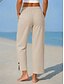 preiswerte Unterteile-Damen Leinenhosen Freizeithose Abgeschnittene Hose Chino Volle Länge Natürliche Taille Einfach Einfarbig Tasche Bequem Komfort Unelastisch Urlaub Formell Alltagstauglich Blau Weiß Hellgrau Khaki