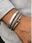 economico Gioielli da uomo-Set di bracciali aperti da uomo in acciaio inossidabile a 3 pezzi, con numeri romani e intrecciati. &amp;Modelli a trecce in oro, argento o nero per abbigliamento casual, viaggi, feste e regali.
