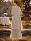 cheap Mom's Dress Sets-Sheath Column Ankle Length Wedding Guest Dress Mother of the Bride Dress Sleeveless U Neck Elegant Simple Wedding Guest Semi Formal Chiffon with Tier Solid Color