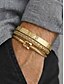 economico Gioielli da uomo-Set di bracciali aperti da uomo in acciaio inossidabile a 3 pezzi, con numeri romani e intrecciati. &amp;Modelli a trecce in oro, argento o nero per abbigliamento casual, viaggi, feste e regali.