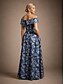 abordables Vestido Floral-Mujer Vestido maxi Vestido con hombros descubiertos Vestido sin tirantes Elegante Fiesta de Noche Jacquard Floral Sin Mangas Hombros Caídos Azul Piscina