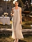cheap Mom's Dress Sets-Sheath Column Ankle Length Wedding Guest Dress Mother of the Bride Dress Sleeveless U Neck Elegant Simple Wedding Guest Semi Formal Chiffon with Tier Solid Color