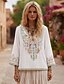 economico Capi con ricamo artigianale-Camicia da donna ricamata 100% cotone, camicia boho floreale geometrica elegante bohémien vacanza manica a 3/4 manica a 3/4 scollo a V top regolare casual bianco estate primavera autunno inverno