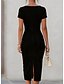 billiga Enkel klänning-Dam Blå Vit Svart Vår Midiklänning Sheath Dress party Semiformella klänningar Formell Normal Slät Båthals