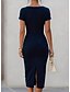 billiga Enkel klänning-Dam Blå Vit Svart Vår Midiklänning Sheath Dress party Semiformella klänningar Formell Normal Slät Båthals