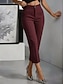 billige Skinny-bukser til kvinder-Dame capri shorts Elegant Årgang Mode Ankel-længde Medium Talje Uelastisk Formel Blå Hvid Abrikos Sort Forår Slank Pasform