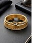economico Gioielli da uomo-Set di bracciali aperti da uomo in acciaio inossidabile a 3 pezzi, con numeri romani e intrecciati. &amp;Modelli a trecce in oro, argento o nero per abbigliamento casual, viaggi, feste e regali.