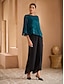 رخيصةأون بلوزات بسيطة-نسائي قمم متأنق بلوزات شيفون متعدد الطبقات أنيق 3/4 الكم جرس رقبة عالية مدورة قمصان عادية مناسب للبس اليومي ضيف حفل زفاف مناسب للخارج الحذف بط نهري صغير الصيف الربيع الخريف الشتاء