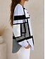 tanie Paski i geometryczne bluzy z kapturem-Damskie Kurtki teksturowane Bluza z kapturem Guziki Graficzny Geometryczny Kratka Moda Codzienny Nadruk Długi rękaw Półgolf Zwykłe topy Codzienny Ulica Niebieski Rumiany róż Zielony Lato Wiosna Jesień