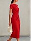 billiga Enkel klänning-Dam Blå Vit Svart Vår Midiklänning Sheath Dress party Semiformella klänningar Formell Normal Slät Båthals