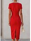 billiga Enkel klänning-Dam Blå Vit Svart Vår Midiklänning Sheath Dress party Semiformella klänningar Formell Normal Slät Båthals