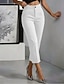 billige Skinny-bukser til kvinder-Dame capri shorts Elegant Årgang Mode Ankel-længde Medium Talje Uelastisk Formel Blå Hvid Abrikos Sort Forår Slank Pasform