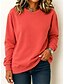 billiga Enkla huvtröjor-Dam Pullover-tröja Ledigt Långärmad Rund hals Vanliga toppar Ledigt Hem Gata Svart Purpur Orange Grön Khaki grön Vår Höst Vinter