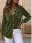 economico Bluse Eleganti-Per donna Velluto Camicia button-down Tasca Bottoni Tinta unica Vintage Manica Lunga Colletto a Camicia Casuale Verde militare Viola Mattone rosso Autunno Inverno