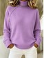 billige Solide farver-Dame Pullover trøje Elegant Årgang Mode Helfarve Rullekrave Strikket Langærmet Almindelige toppe Strikke Blå Hvid Efterår