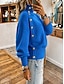 billige Solide farver-Dame Pullover trøje Elegant Årgang Mode Helfarve Rullekrave Strikket Langærmet Almindelige toppe Strikke Blå Hvid Efterår