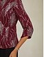 preiswerte Blusenanzüge für Damen-Damen Bluse Elegante Oberteile Pailletten Bestickt Feder Elegant Dreiviertelarm Mandarinkragen Normale Oberteile Abendgesellschaft Hochzeitsgast Burgunderrot Frühling Herbst Winter