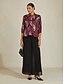 preiswerte Blusenanzüge für Damen-Damen Bluse Elegante Oberteile Pailletten Bestickt Feder Elegant Dreiviertelarm Mandarinkragen Normale Oberteile Abendgesellschaft Hochzeitsgast Burgunderrot Frühling Herbst Winter