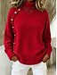 billige Solide farver-Dame Pullover trøje Elegant Årgang Mode Helfarve Rullekrave Strikket Langærmet Almindelige toppe Strikke Blå Hvid Efterår
