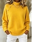 billige Solide farver-Dame Pullover trøje Elegant Årgang Mode Helfarve Rullekrave Strikket Langærmet Almindelige toppe Strikke Blå Hvid Efterår