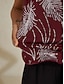 preiswerte Blusenanzüge für Damen-Damen Bluse Elegante Oberteile Pailletten Bestickt Feder Elegant Dreiviertelarm Mandarinkragen Normale Oberteile Abendgesellschaft Hochzeitsgast Burgunderrot Frühling Herbst Winter