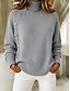 billige Solide farver-Dame Pullover trøje Elegant Årgang Mode Helfarve Rullekrave Strikket Langærmet Almindelige toppe Strikke Blå Hvid Efterår