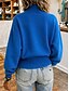 billige Solide farver-Dame Pullover trøje Elegant Årgang Mode Helfarve Rullekrave Strikket Langærmet Almindelige toppe Strikke Blå Hvid Efterår