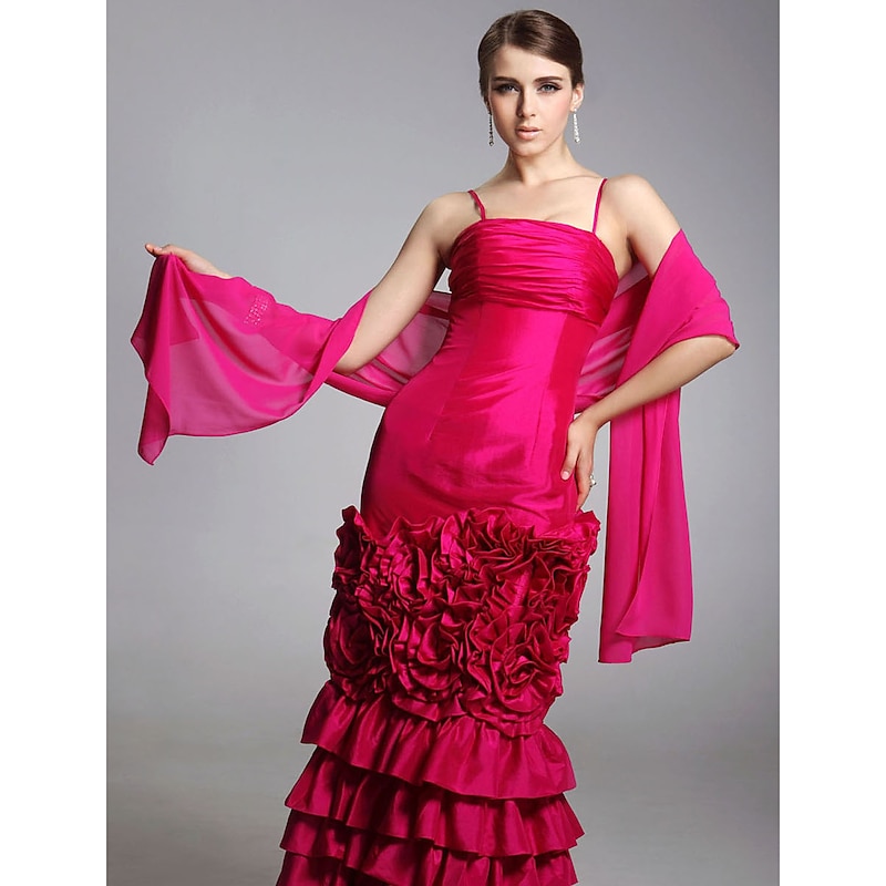 Shawls Chiffon Wedding / Party Evening / Casual Wedding Guest Wraps / Shawls With Draping / Solid2