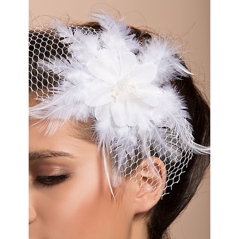 Gorgeous Tulle Feather Wedding Bridal Flower/ Corsage/ Headpiece2