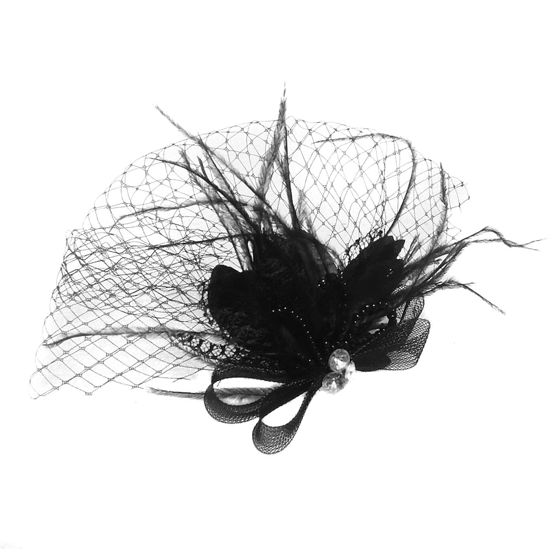 Fascinators Kentucky Derby Hat Tulle / Crystal / Feather Crown Tiaras / Birdcage Veils with 1 Piece Wedding / Party / Evening Headpiece3