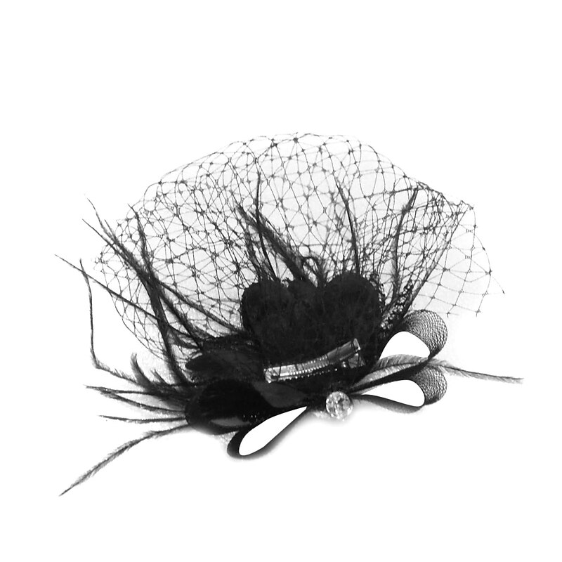 Fascinators Kentucky Derby Hat Tulle / Crystal / Feather Crown Tiaras / Birdcage Veils with 1 Piece Wedding / Party / Evening Headpiece4
