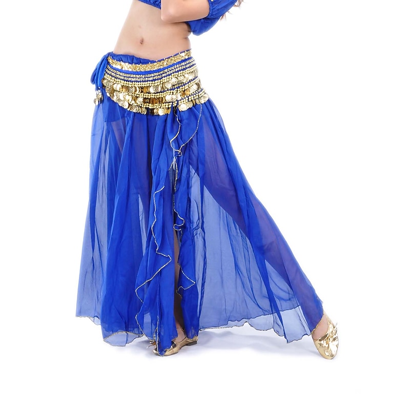 Belly Dance Skirt Split Front Women's Training Performance Dropped Chiffon (WITHOUT Hip Scarf)3